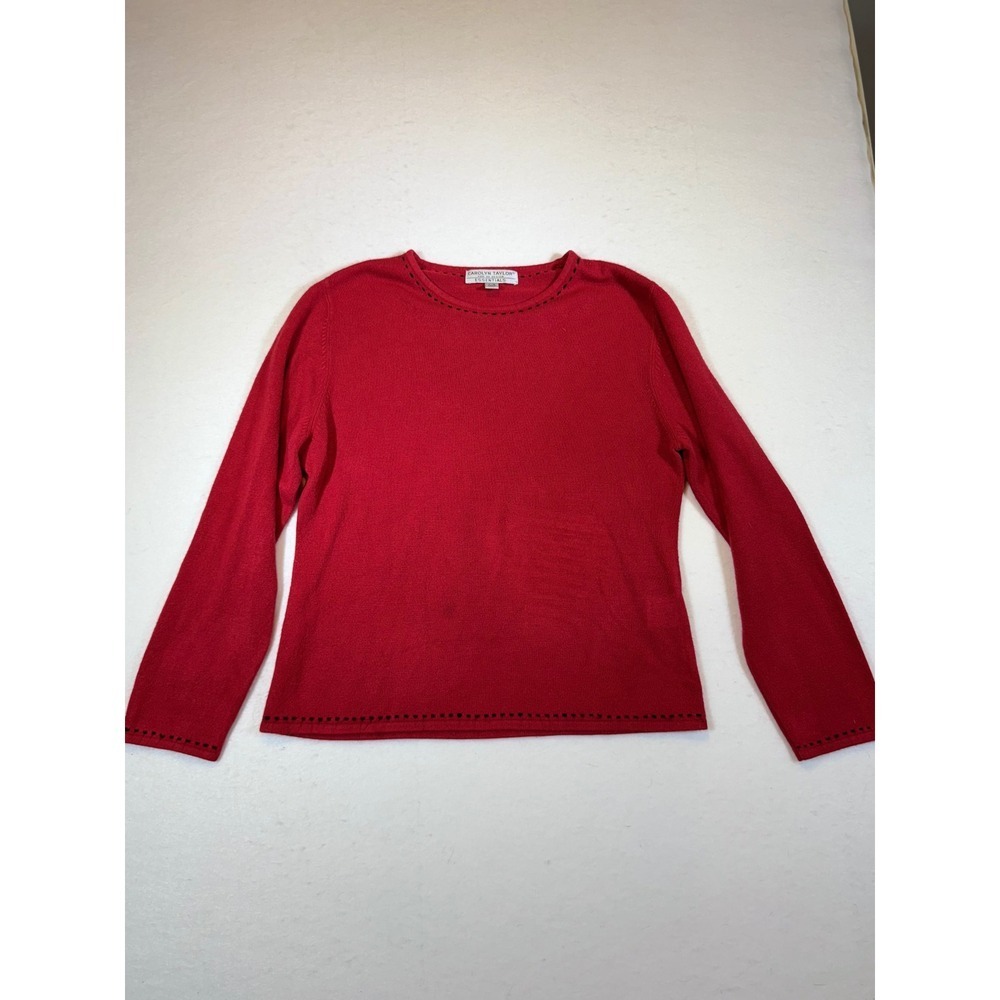 Carolyn Taylor Essentials Womens Red Long Sleeve Knit Sweater